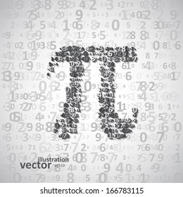 The mathematical constant Pi, many digits, illustration eps10