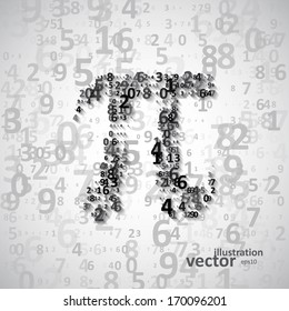 The mathematical constant Pi, many digits, illustration eps10