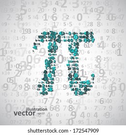 The mathematical constant Pi, many digits, illustration eps10