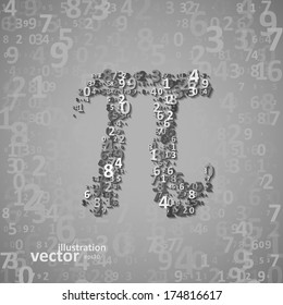 The mathematical constant Pi, many digits, illustration eps10