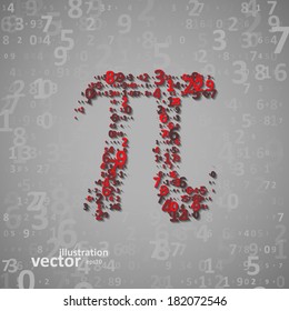 The mathematical constant Pi, many digits, illustration eps10