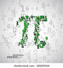 The mathematical constant Pi, many digits, illustration eps10