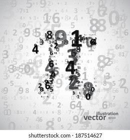 The mathematical constant Pi, many digits, illustration eps10