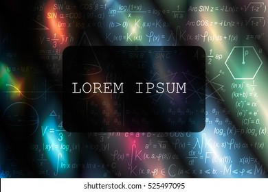 Mathematical creative vector background.  Colorful blurred backdrop covered with math formulas making transparent effect