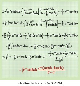 Mathematical differential expressions on the green background in cage