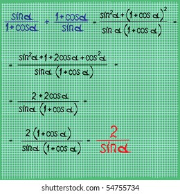 Mathematical differential expressions on the green background in cage