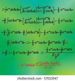 Mathematical differential expressions on the green abstract background