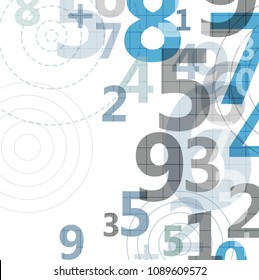 Mathematical digital code background, abstract vector illustration of numbers