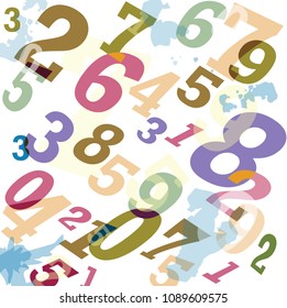 Mathematical digital code background, abstract vector illustration of numbers