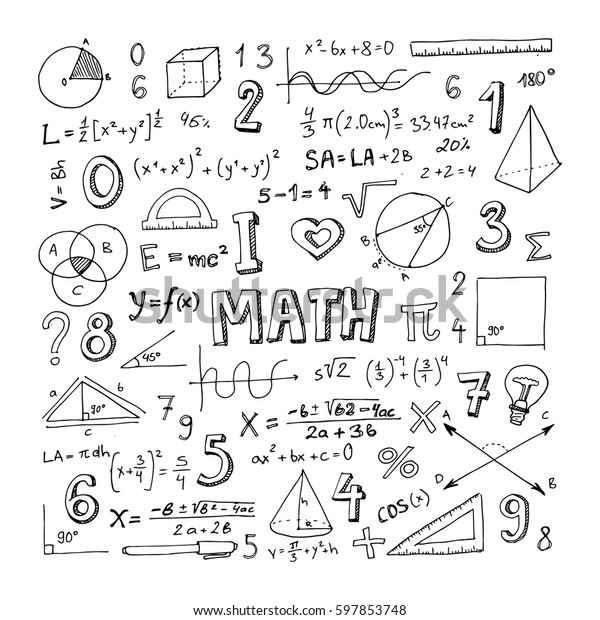 数学的な落書き風手書き 学校教育 文書の装飾 ベクターイラスト のベクター画像素材 ロイヤリティフリー