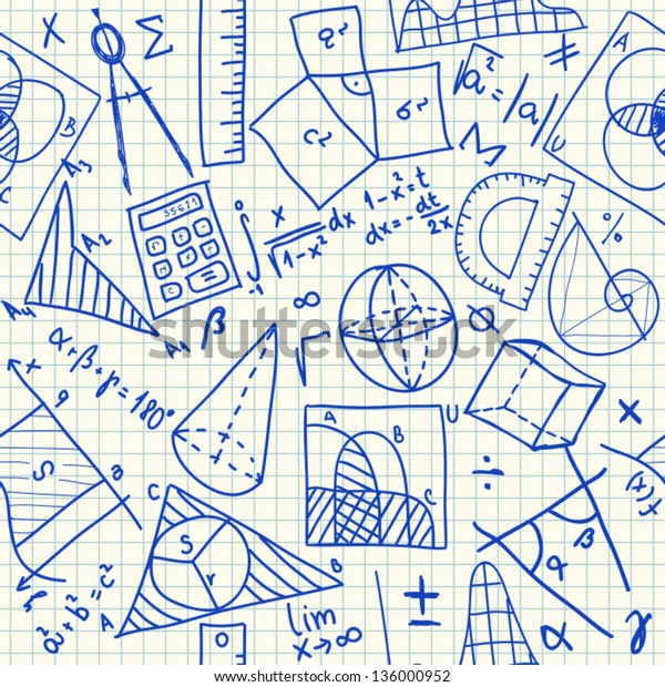 Vector De Stock Libre De Regalías Sobre Doodles Matemáticos En Papel Cuadrado Escolar136000952 8055