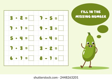 Mathematical educational game for children. Complete the series and fill in the missing numbers. Solve the equation.Educational cards for children.Addition up to 10. Worksheet for children.