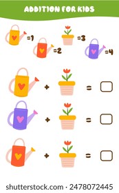 Juego educativo matemático para niños. Completa la serie y rellena los números que faltan. Resuelve la ecuación.Tarjetas educativas para niños.Suma hasta 10. Hoja de cálculo para niños.