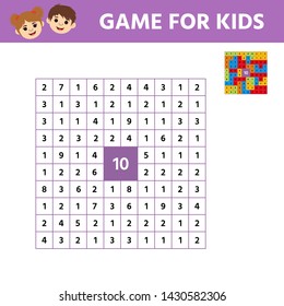 Mathematical educational tasks for kids. Learning counting,. Children funny riddle entertainment. Right answer. Activity game. Vector illustration