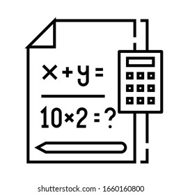 Mathematical equation line icon, concept sign, outline vector illustration, linear symbol.