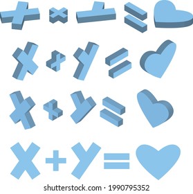mathematical equation with two unknowns and a heart icon