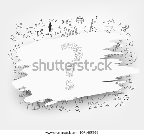 Mathematical equations and formulas on a\
white background. Hand-drawn diagrams and graphs.The school Board.\
Question mark. Science. Doodle. Physics. Illustration. Modern\
design template.\
Handwriting.