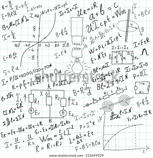 Vektor Stok Mathematical Equations Formulas Vector Illustration Tanpa Royalti 233699929 1791