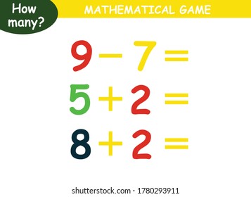 mathematical examples of addition and subtraction. educational page for children.