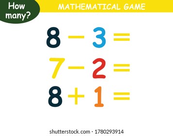 mathematical examples of addition and subtraction. educational page for children.