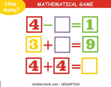 mathematical examples of addition and subtraction. educational page for children.