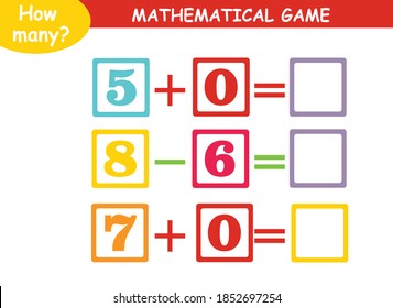 mathematical examples of addition and subtraction. educational page for children.