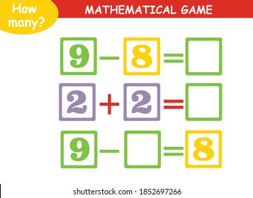 mathematical examples of addition and subtraction. educational page for children.
