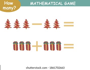 mathematical examples of addition and subtraction. educational page for children.