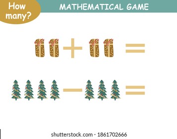 mathematical examples of addition and subtraction. educational page for children.