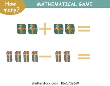 mathematical examples of addition and subtraction. educational page for children.