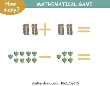mathematical examples of addition and subtraction. educational page for children.
