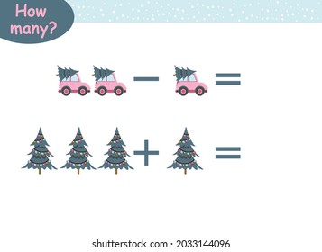 mathematical examples of addition and subtraction. educational page for children.