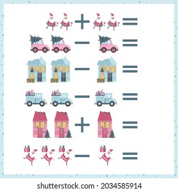 mathematical examples of addition and subtraction. educational page for children.