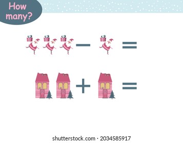 mathematical examples of addition and subtraction. educational page for children.