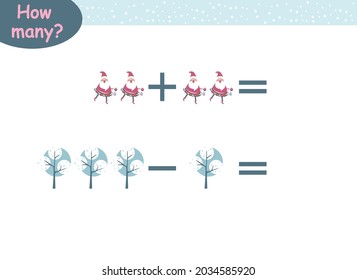 mathematical examples of addition and subtraction. educational page for children.