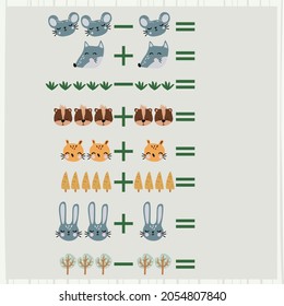 mathematical examples of addition and subtraction. educational page for children.