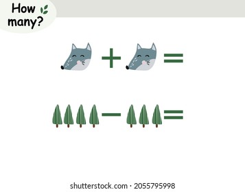 mathematical examples of addition and subtraction. educational page for children.