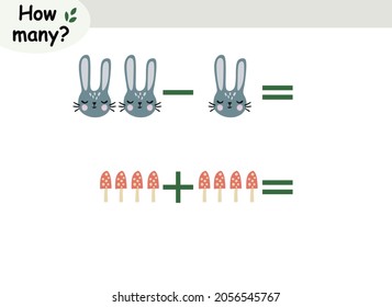 mathematical examples of addition and subtraction. educational page for children.