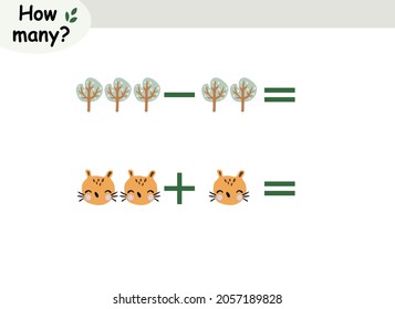 mathematical examples of addition and subtraction. educational page for children.