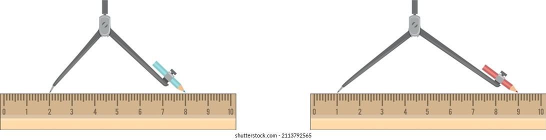 Mathematical Expression Of The Lengths Formed By Two Compasses On Brown Rulers