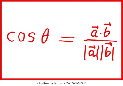 fórmula matemática para ângulo entre vetores, álgebra linear de vetores