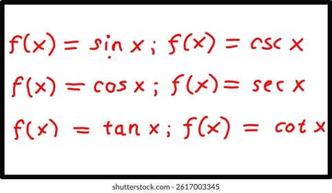 mathematical formula basic form of trigonometric functions. basic calculus