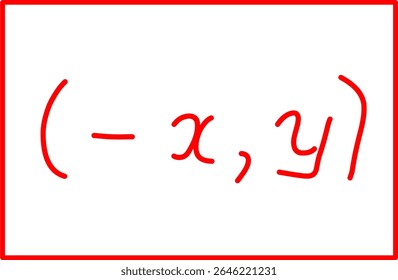 mathematical formula of coordinate symmetry about the y-axis. analytical geometry, point coordinates and distance