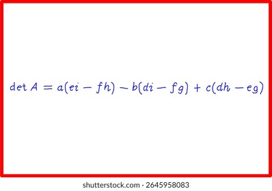fórmula matemática para determinante de matriz 3x3, álgebra matricial