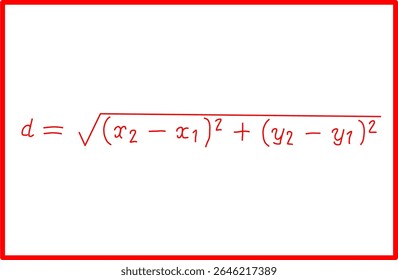 fórmula matemática para a distância entre dois pontos. geometria analítica, coordenadas dos pontos e distância
