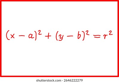 mathematical formula equation of circle centered at a,b. analytic geometry of circle