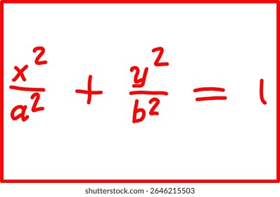 mathematical formula horizontal ellipse equation. analytical geometry, ellipse and hyperbola