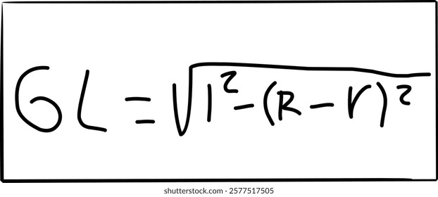 mathematical formula for the length of a tangent line between two circles, outer tangent line