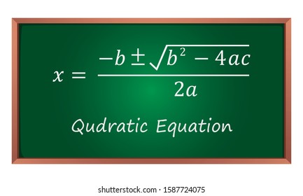 Mathematical formula of quadratic equation written on the chalkboard