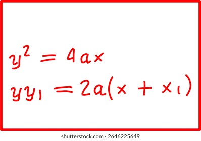 fórmula matemática da equação da linha tangente da parábola. geometria analítica da parábola